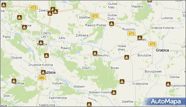 mapa Dziewuliny, Dziewuliny na mapie Targeo