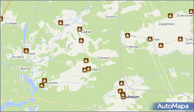 mapa Dzikowo gmina Lubiszyn, Dzikowo gmina Lubiszyn na mapie Targeo