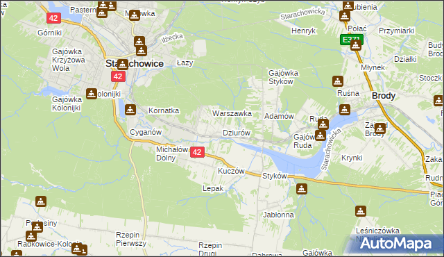 mapa Dziurów gmina Brody, Dziurów gmina Brody na mapie Targeo