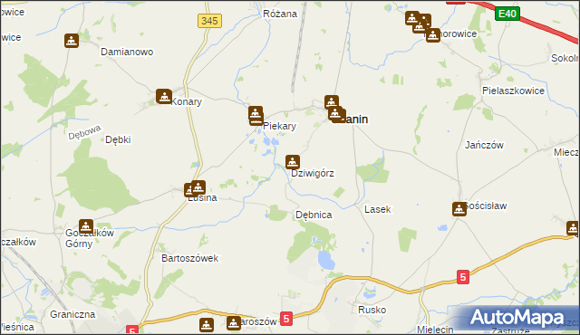 mapa Dziwigórz, Dziwigórz na mapie Targeo