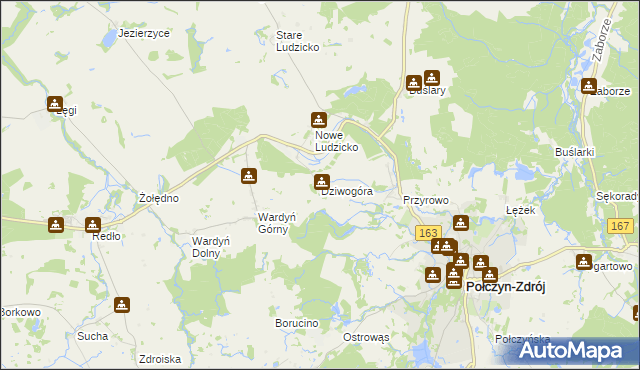 mapa Dziwogóra, Dziwogóra na mapie Targeo