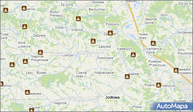 mapa Dzwonowa, Dzwonowa na mapie Targeo