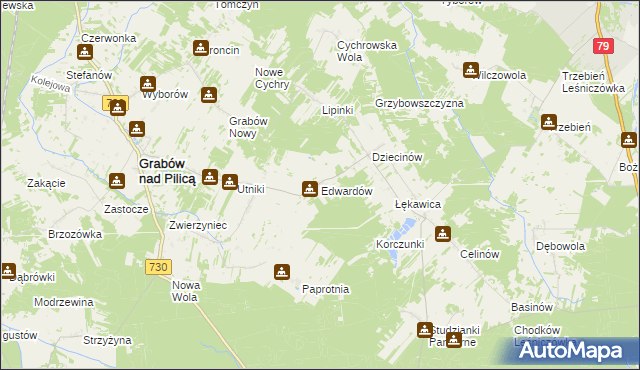 mapa Edwardów gmina Grabów nad Pilicą, Edwardów gmina Grabów nad Pilicą na mapie Targeo