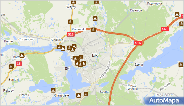 mapa Ełku, Ełk na mapie Targeo