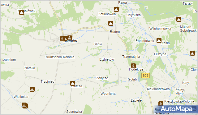 mapa Elżbietów gmina Michów, Elżbietów gmina Michów na mapie Targeo