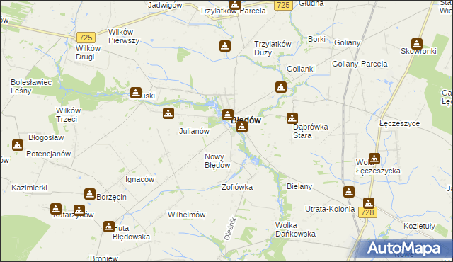 mapa Fabianów gmina Błędów, Fabianów gmina Błędów na mapie Targeo