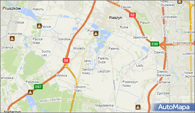 mapa Falenty Duże, Falenty Duże na mapie Targeo