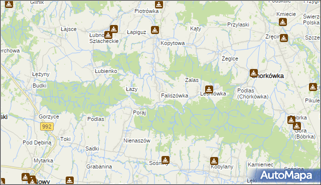 mapa Faliszówka, Faliszówka na mapie Targeo