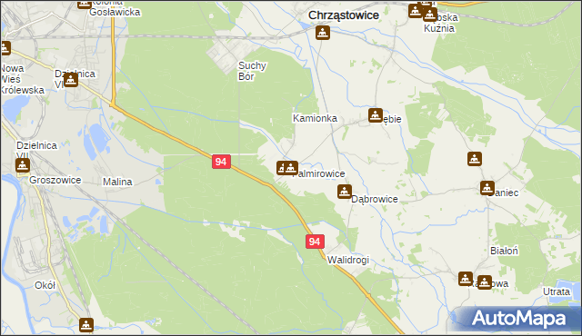 mapa Falmirowice, Falmirowice na mapie Targeo