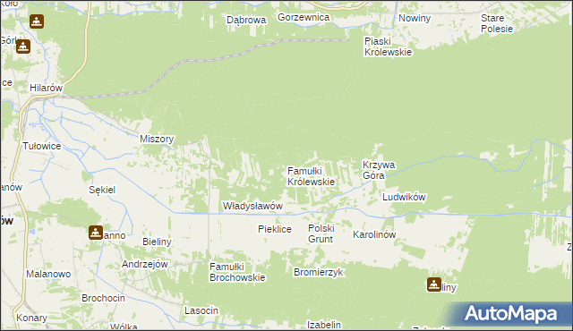 mapa Famułki Królewskie, Famułki Królewskie na mapie Targeo