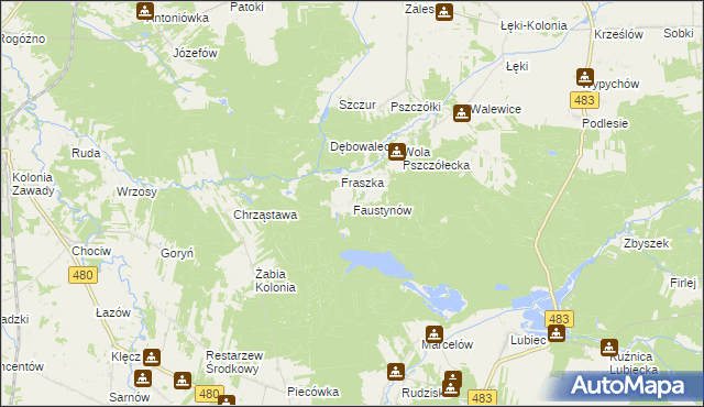 mapa Faustynów, Faustynów na mapie Targeo