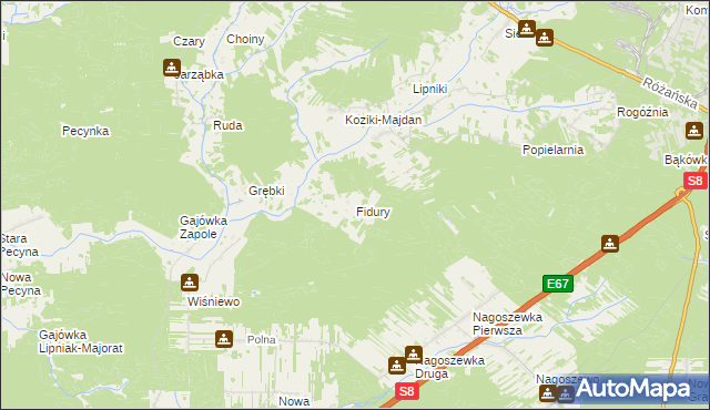 mapa Fidury, Fidury na mapie Targeo