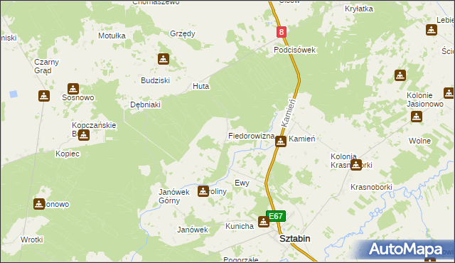 mapa Fiedorowizna, Fiedorowizna na mapie Targeo