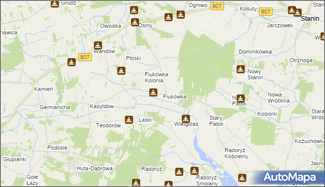 mapa Fiukówka gmina Krzywda, Fiukówka gmina Krzywda na mapie Targeo