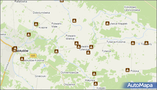 mapa Folwarki Tylwickie, Folwarki Tylwickie na mapie Targeo