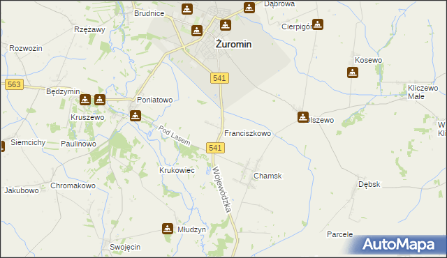 mapa Franciszkowo gmina Żuromin, Franciszkowo gmina Żuromin na mapie Targeo