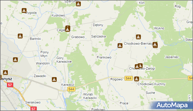 mapa Frankowo gmina Przasnysz, Frankowo gmina Przasnysz na mapie Targeo