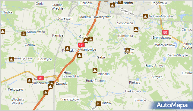 mapa Gąba, Gąba na mapie Targeo