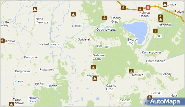 mapa Gabowe Grądy, Gabowe Grądy na mapie Targeo