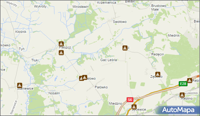 mapa Gać Leśna, Gać Leśna na mapie Targeo