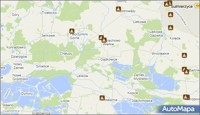 mapa Gądkowice, Gądkowice na mapie Targeo