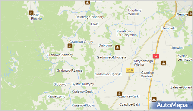 mapa Gadomiec-Miłocięta, Gadomiec-Miłocięta na mapie Targeo