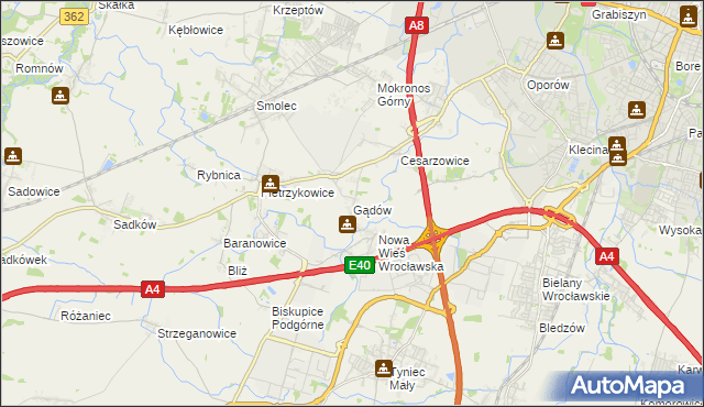 mapa Gądów, Gądów na mapie Targeo