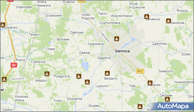 mapa Gągolina, Gągolina na mapie Targeo