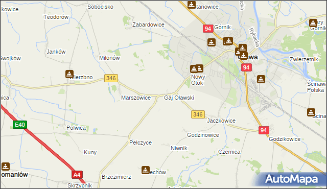 mapa Gaj Oławski, Gaj Oławski na mapie Targeo