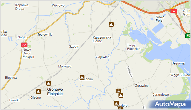 mapa Gajewiec, Gajewiec na mapie Targeo