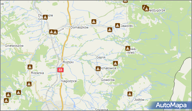 mapa Gajnik, Gajnik na mapie Targeo