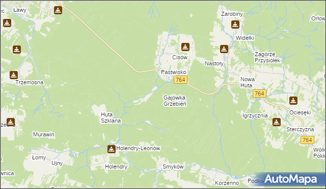 mapa Gajówka Grzebień, Gajówka Grzebień na mapie Targeo