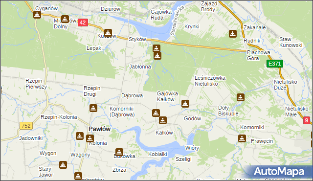 mapa Gajówka Kałków, Gajówka Kałków na mapie Targeo