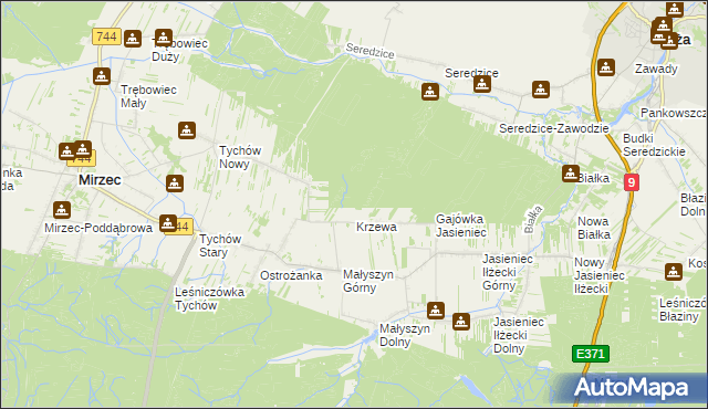 mapa Gajówka Krzewa, Gajówka Krzewa na mapie Targeo