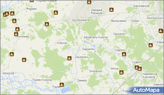 mapa Gajowniki, Gajowniki na mapie Targeo