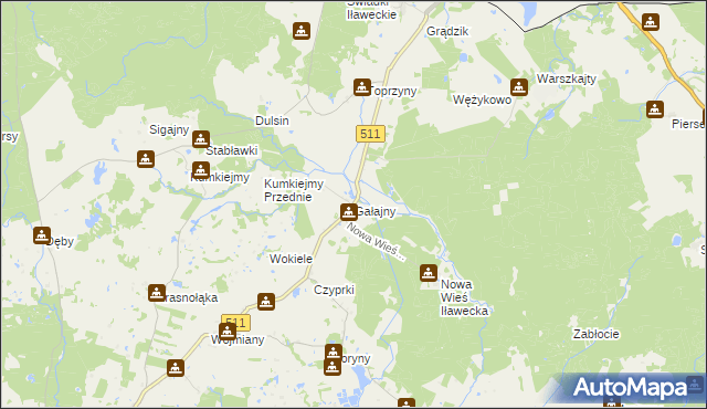 mapa Gałajny, Gałajny na mapie Targeo