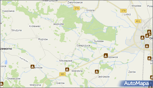 mapa Gałązczyce, Gałązczyce na mapie Targeo