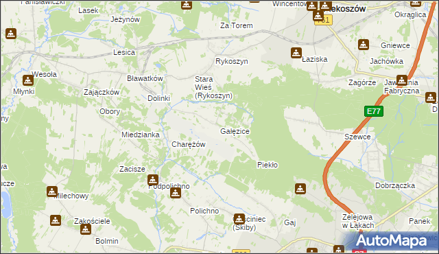 mapa Gałęzice, Gałęzice na mapie Targeo