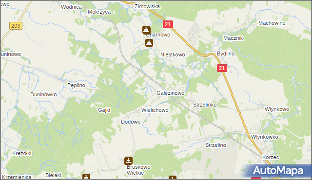 mapa Gałęzinowo, Gałęzinowo na mapie Targeo