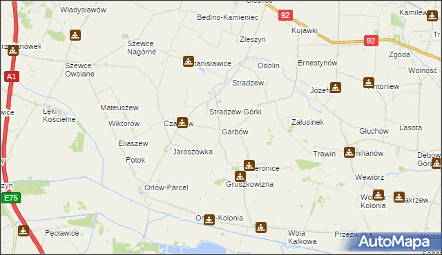 mapa Garbów gmina Bedlno, Garbów gmina Bedlno na mapie Targeo