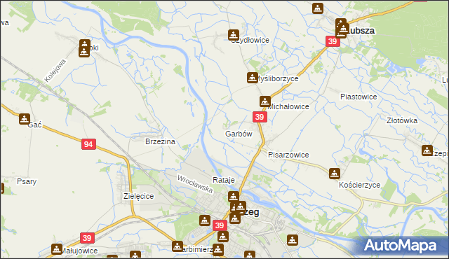 mapa Garbów gmina Lubsza, Garbów gmina Lubsza na mapie Targeo