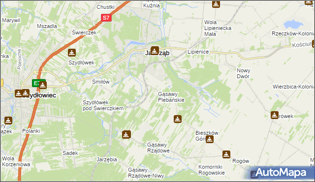 mapa Gąsawy Plebańskie, Gąsawy Plebańskie na mapie Targeo