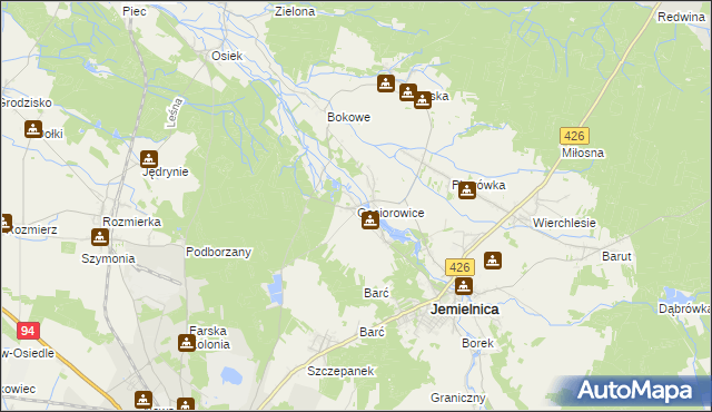 mapa Gąsiorowice, Gąsiorowice na mapie Targeo