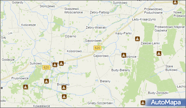 mapa Gąsiorowo gmina Świercze, Gąsiorowo gmina Świercze na mapie Targeo