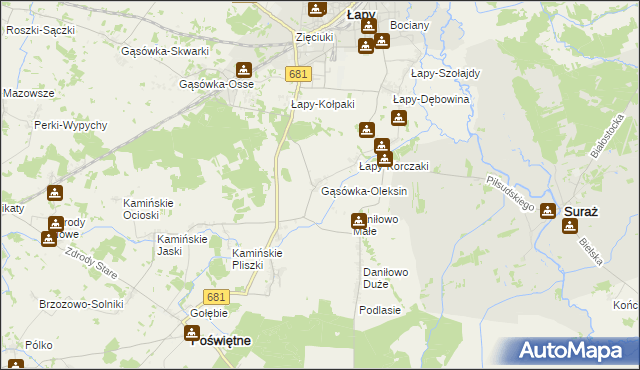 mapa Gąsówka-Oleksin, Gąsówka-Oleksin na mapie Targeo