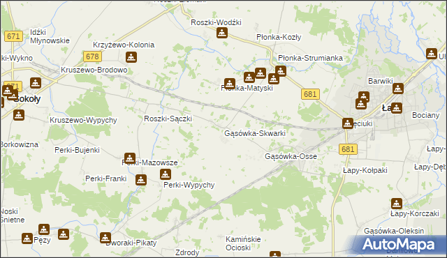 mapa Gąsówka-Skwarki, Gąsówka-Skwarki na mapie Targeo