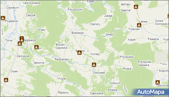 mapa Gąszcze, Gąszcze na mapie Targeo