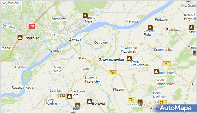 mapa Gawłuszowice, Gawłuszowice na mapie Targeo