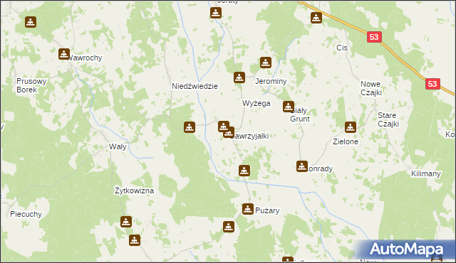 mapa Gawrzyjałki, Gawrzyjałki na mapie Targeo