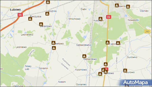 mapa Gębarzewko, Gębarzewko na mapie Targeo